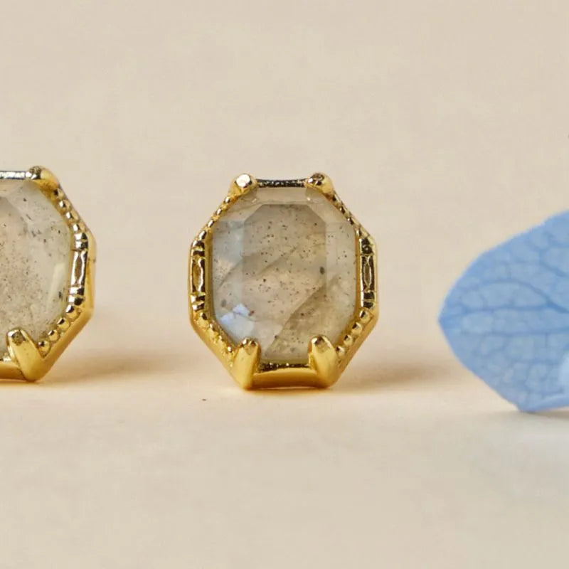 Labradorite Earrings "Mystical Elegance" Gold-Plated Silver