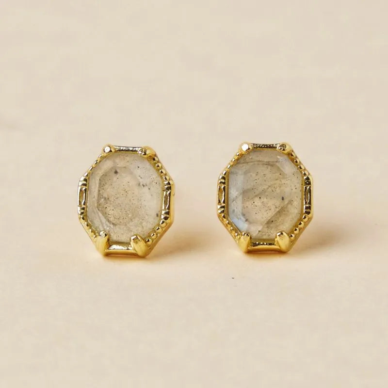 Labradorite Earrings "Mystical Elegance" Gold-Plated Silver