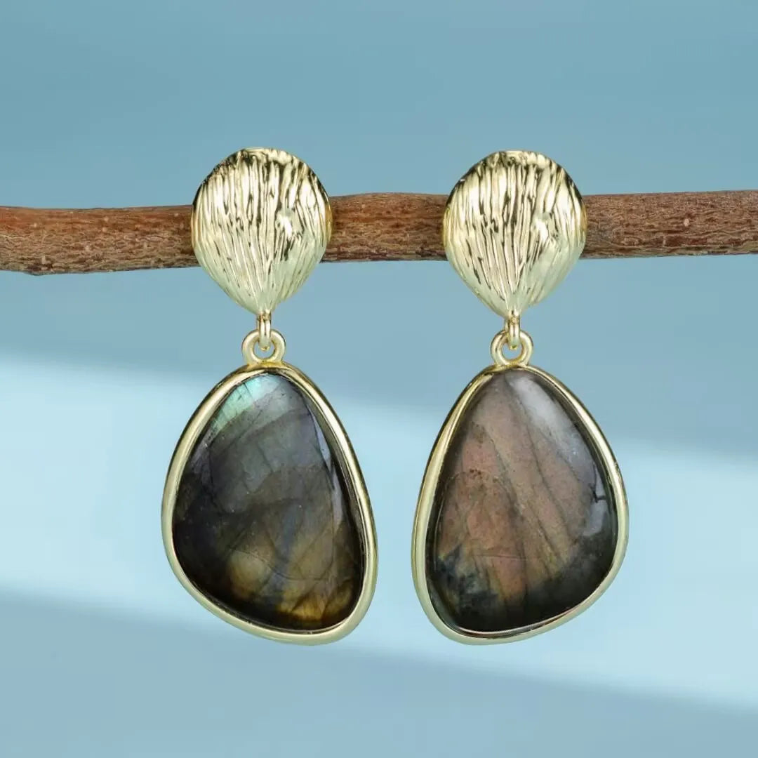 Boucles d'Oreilles Labradorite "Force Naturelle"