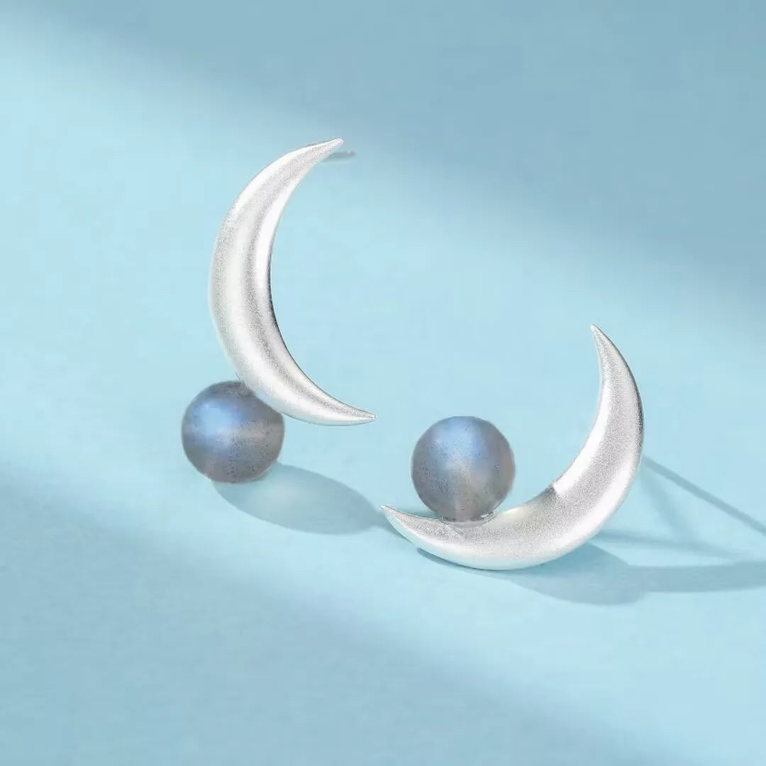 Boucles d'Oreilles Labradorite "Lune Envoûtante" Argent