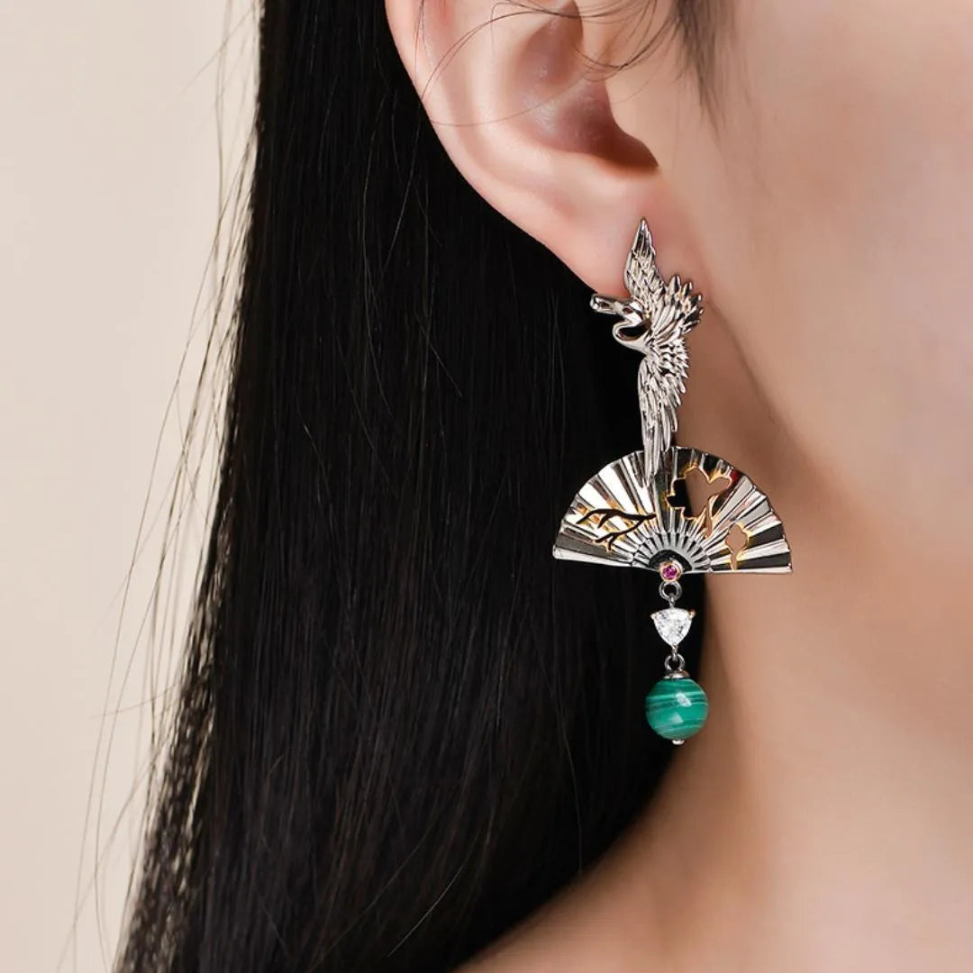 Boucles d'Oreilles Malachite "Protection Spirituelle" Argent