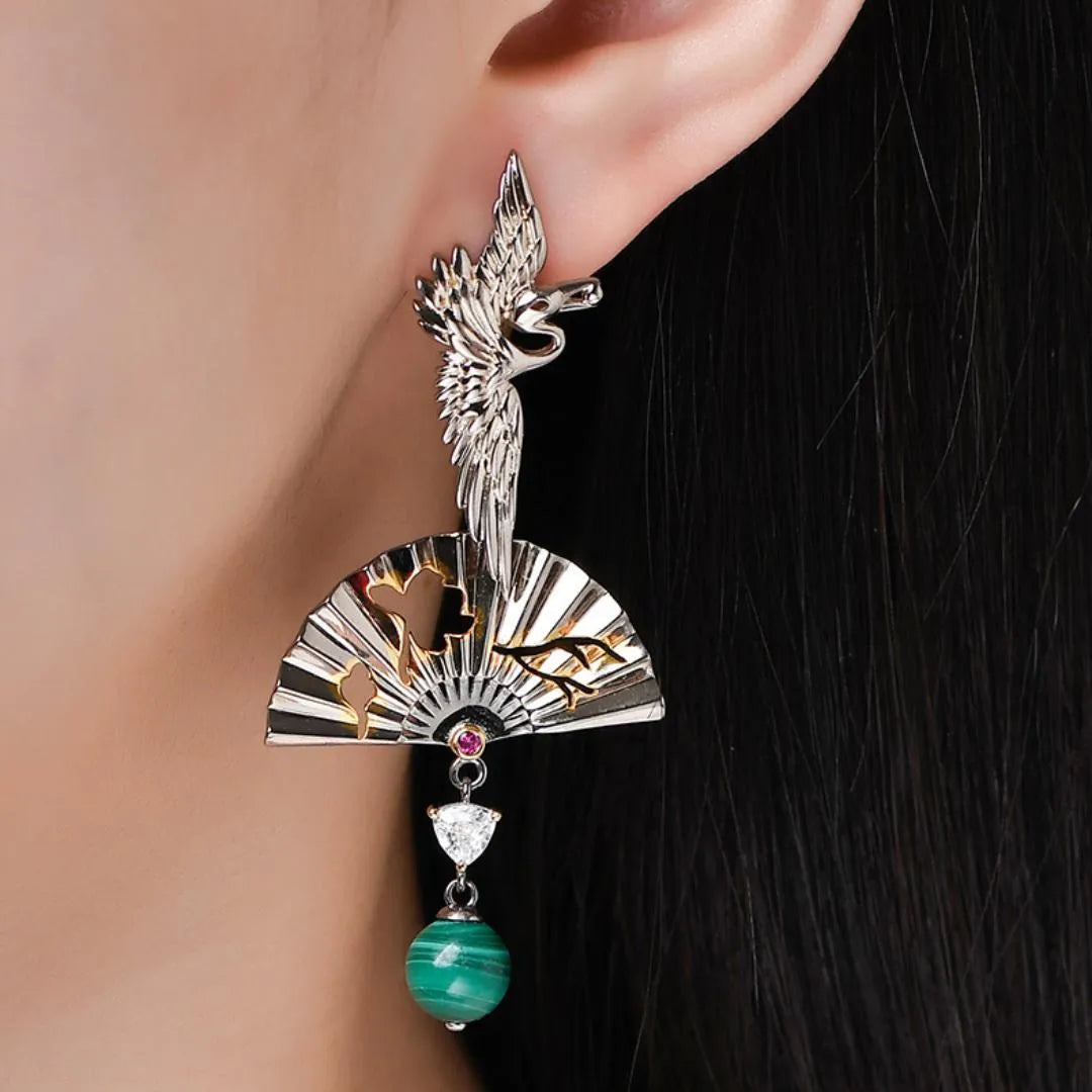 Boucles d'Oreilles Malachite "Protection Spirituelle" Argent