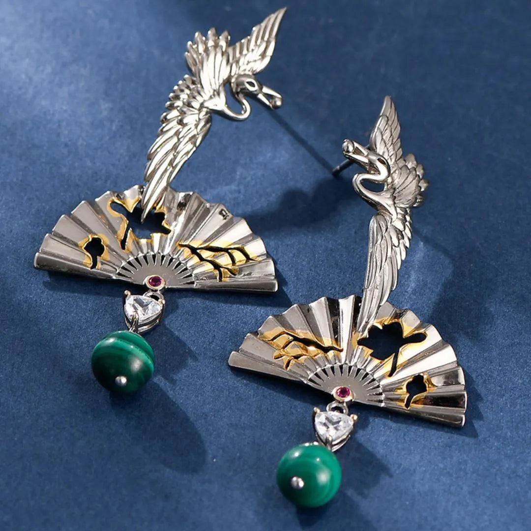 Boucles d'Oreilles Malachite "Protection Spirituelle" Argent