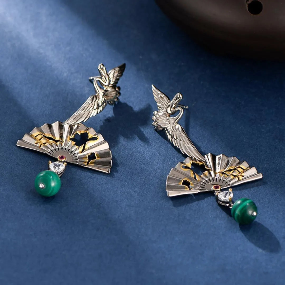 Boucles d'Oreilles Malachite "Protection Spirituelle" Argent