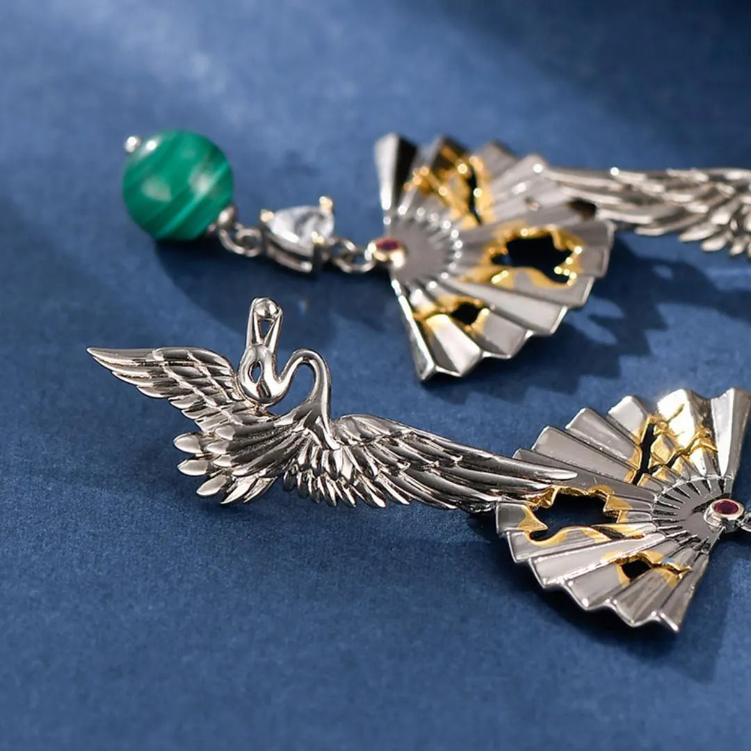 Boucles d'Oreilles Malachite "Protection Spirituelle" Argent