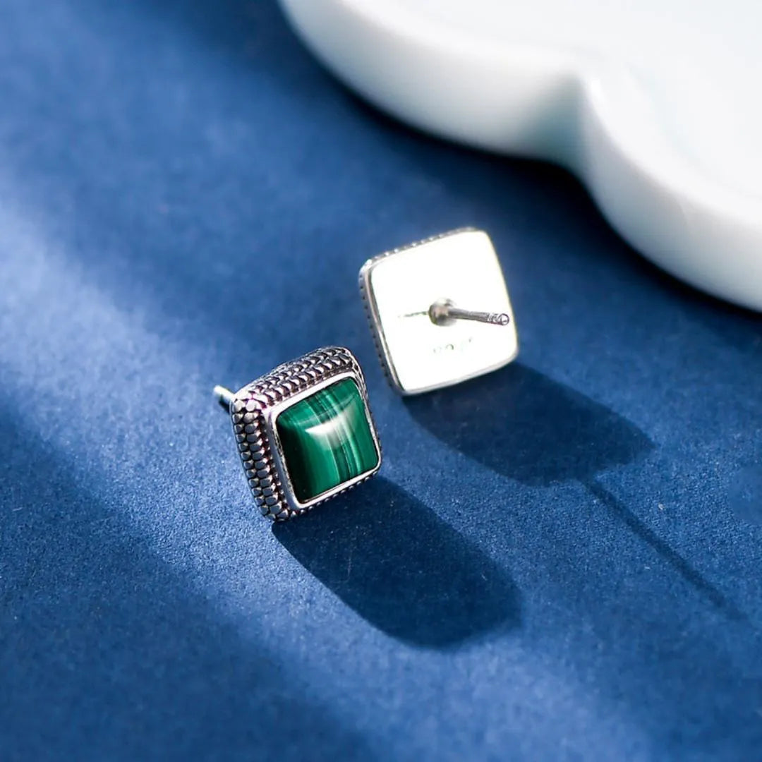 Boucles d’Oreilles Malachite "Verdure Élégante" Argent 925