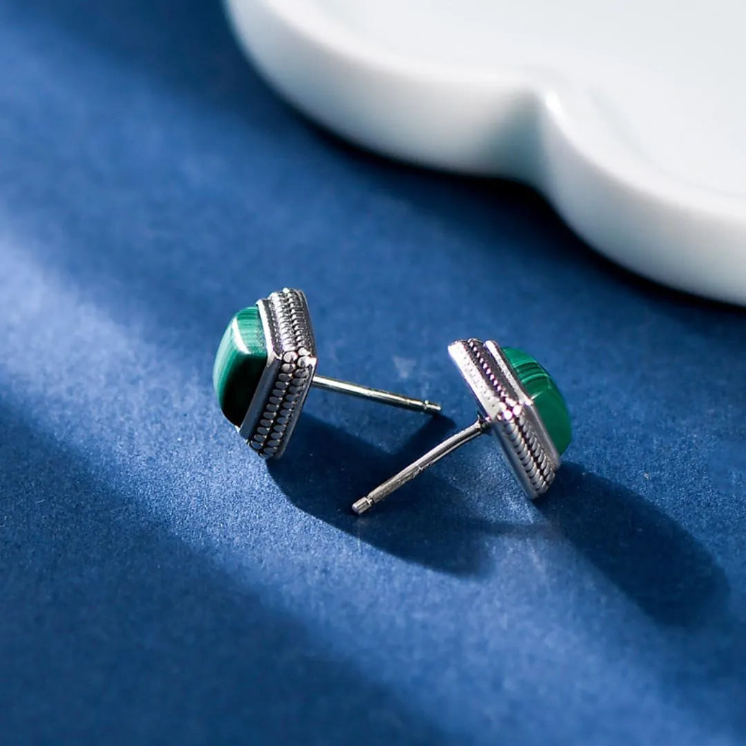 Boucles d’Oreilles Malachite "Verdure Élégante" Argent 925