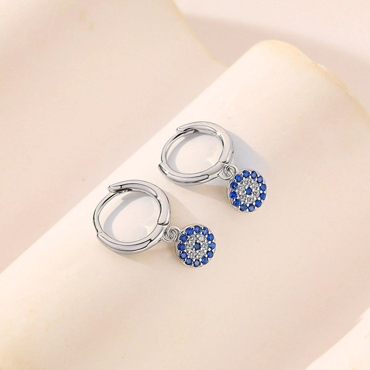 Silver Evil Eye Charm Earrings
