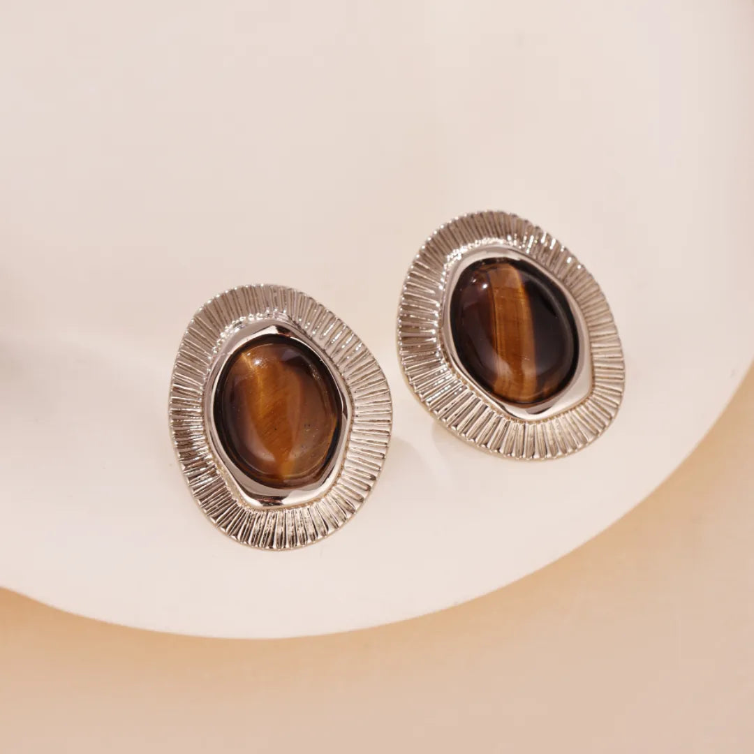 Tiger Eye Earrings "Beautiful Harmony" Gold