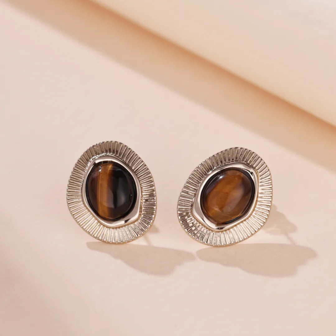 Tiger Eye Earrings "Beautiful Harmony" Gold