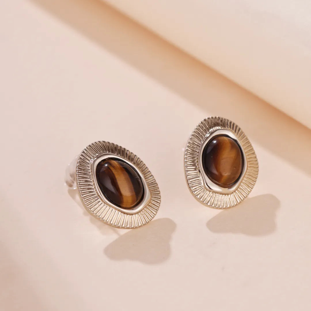 Tiger Eye Earrings "Beautiful Harmony" Gold