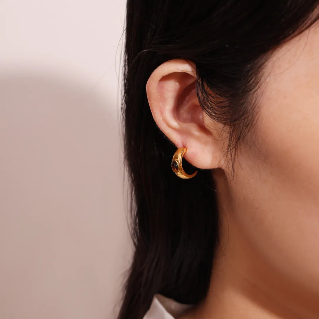 Tiger Eye Earrings "Gold Elegance" Gold-Plated Silver