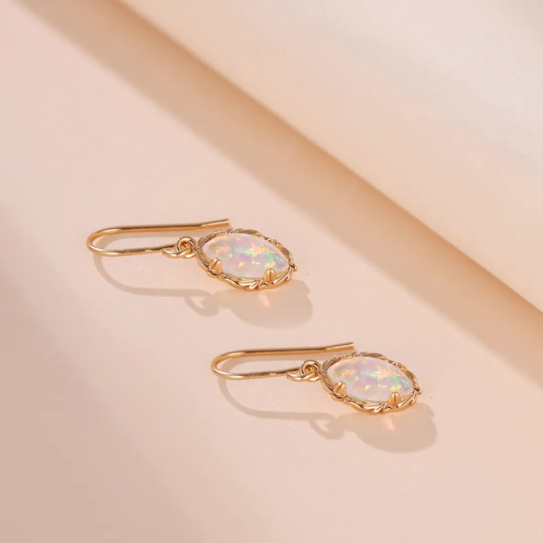 Opal Earrings "Enchanting Aura" Gold-Plated Silver