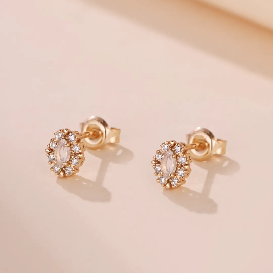 Opal Earrings "Celestial Purity" Gold-Plated Silver