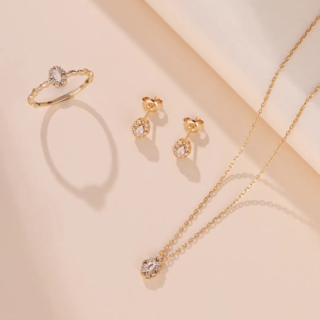 Opal Necklace "Celestial Purity" Gold-Plated Silver