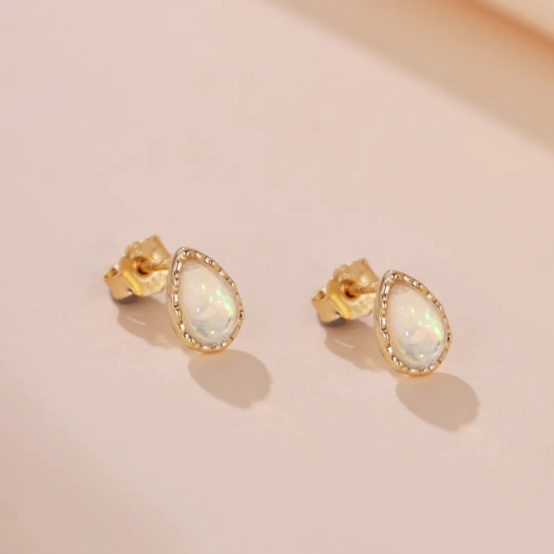 Opal Earrings "Soft Drop" Gold-Plated Silver