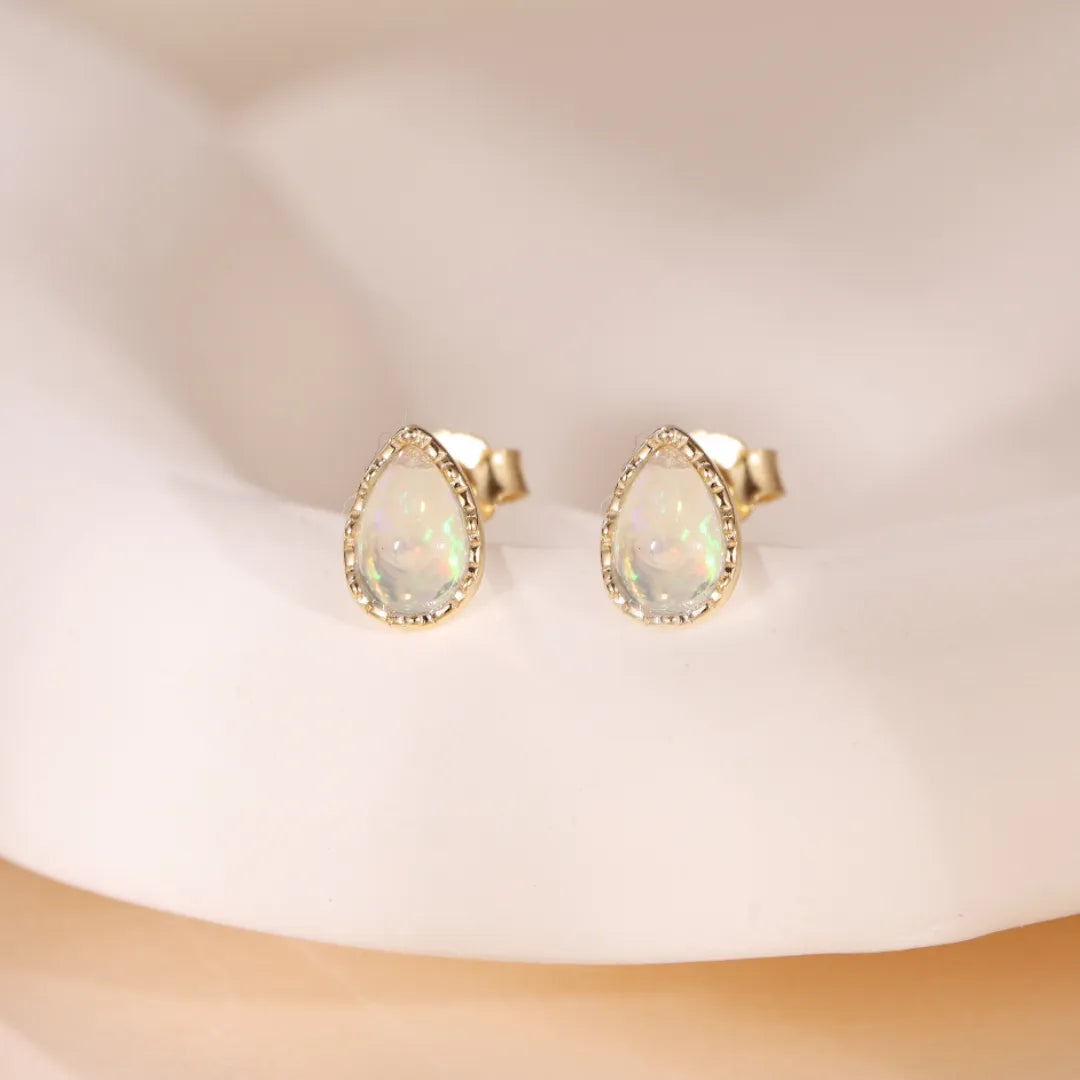 Opal Earrings "Soft Drop" Gold-Plated Silver