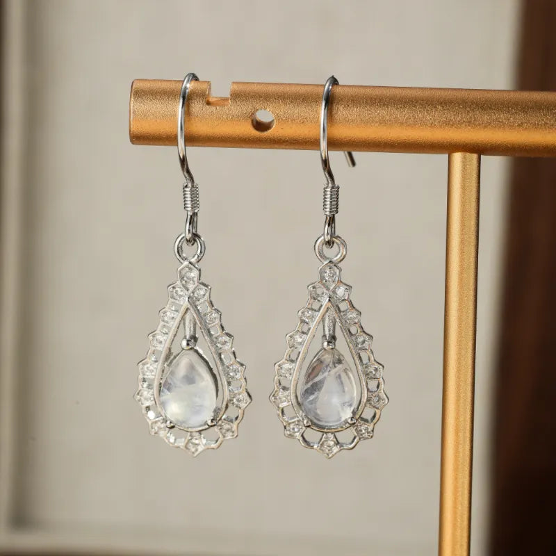 Boucles d'Oreilles Pierre de Lune "Perles de Nuit"