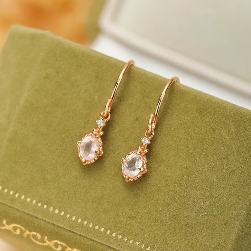 Rose Quartz Earrings "Sweetness" Gold-Plated Silver