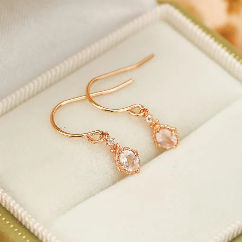 Rose Quartz Earrings "Sweetness" Gold-Plated Silver