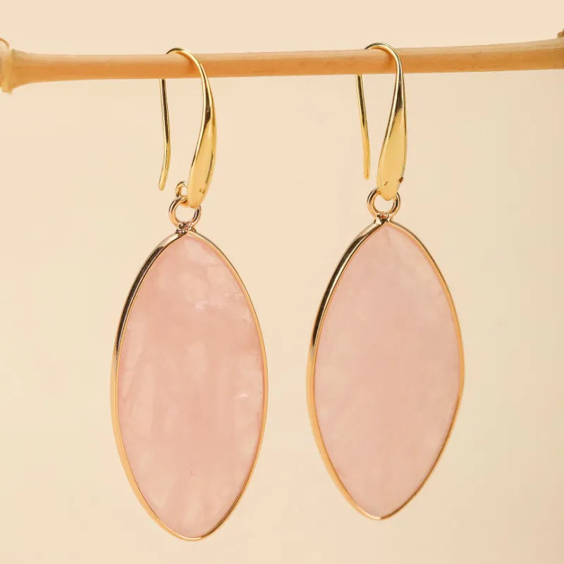 Boucles d'Oreilles Quartz Rose "Rose Divine" Doré Or