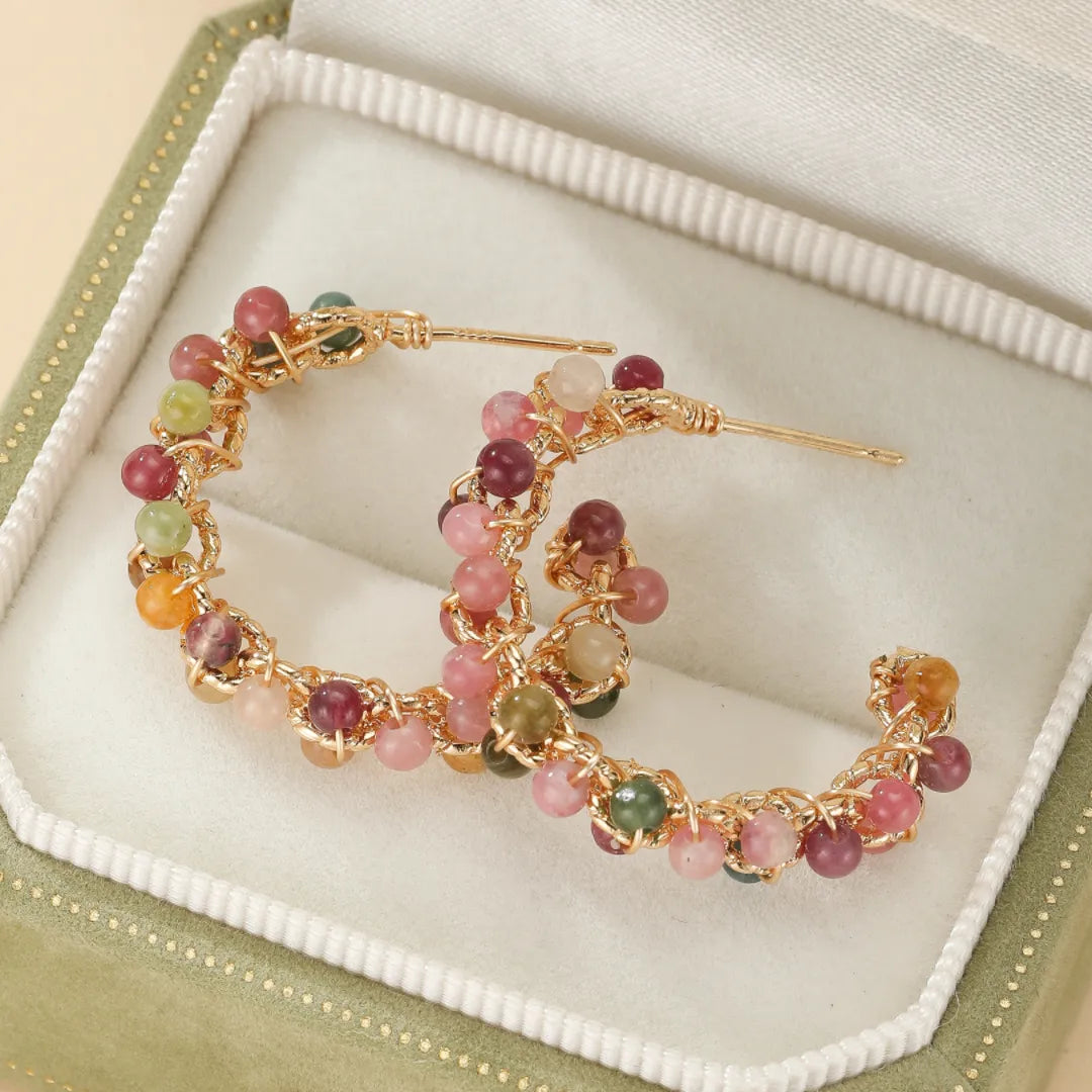 Boucles d'Oreilles Tourmaline "Nuances de Vitalité" Doré Or 14K