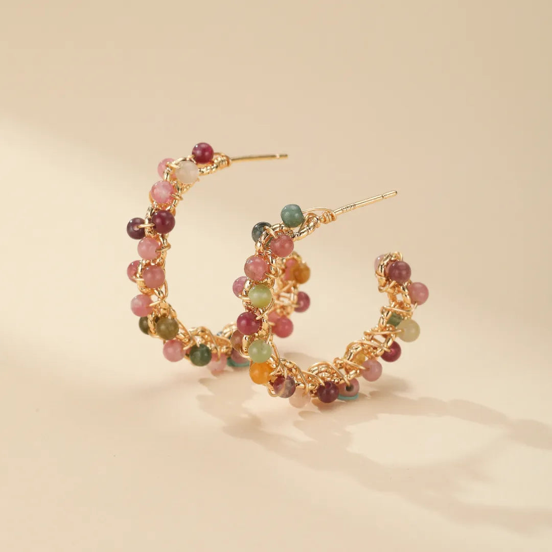 Boucles d'Oreilles Tourmaline "Nuances de Vitalité" Doré Or 14K