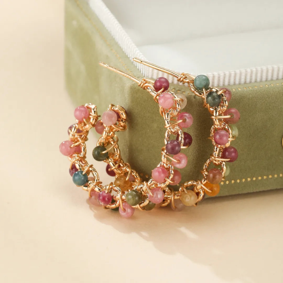 Boucles d'Oreilles Tourmaline "Nuances de Vitalité" Doré Or 14K