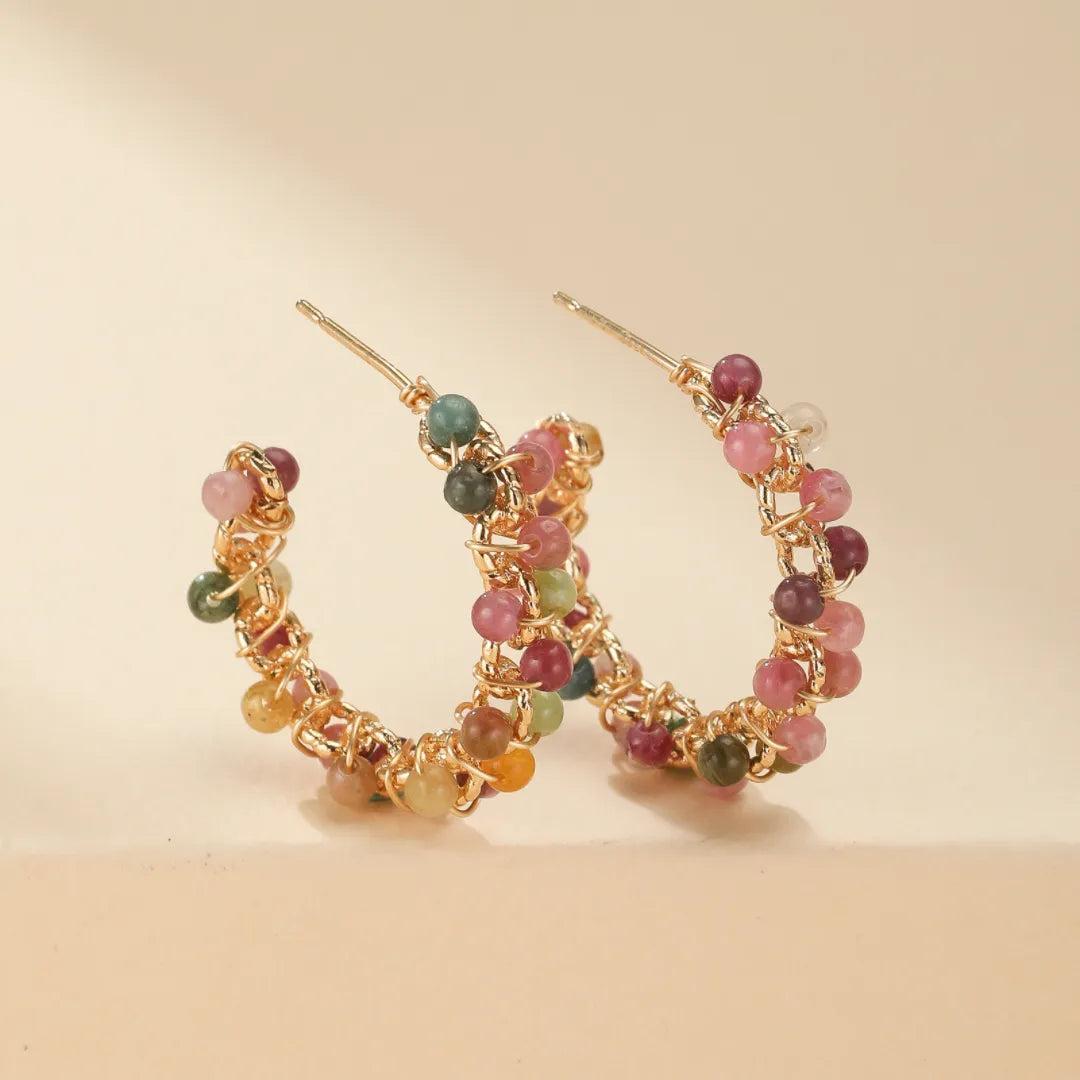 Boucles d'Oreilles Tourmaline "Nuances de Vitalité" Doré Or 14K