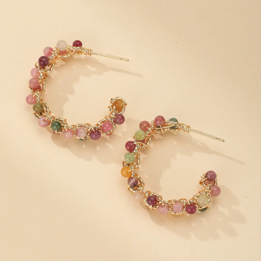 Boucles d'Oreilles Tourmaline "Nuances de Vitalité" Doré Or 14K