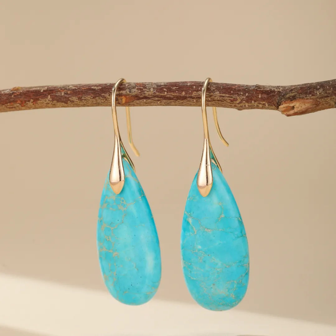 Boucles d'Oreilles Turquoise "Beauté Céleste" Doré Or