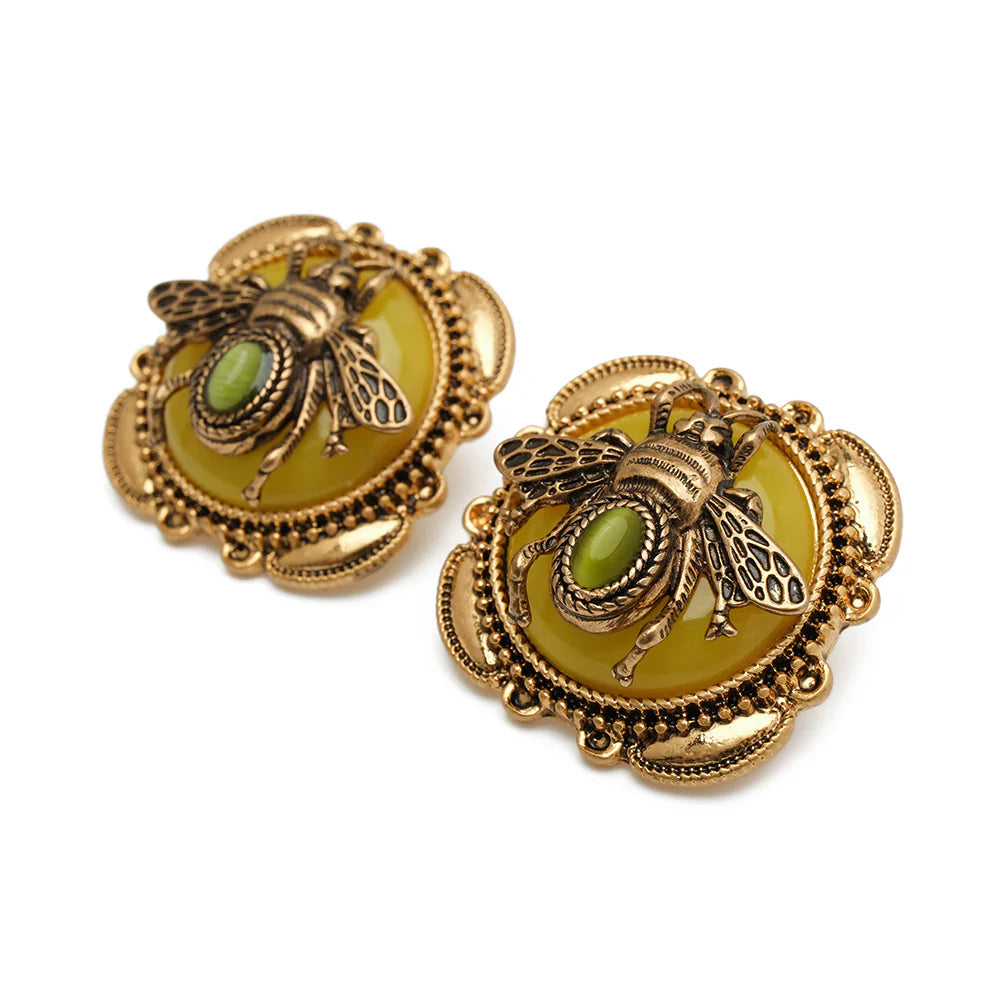 Boucles d'Oreilles Agate "Abeille Dorée"