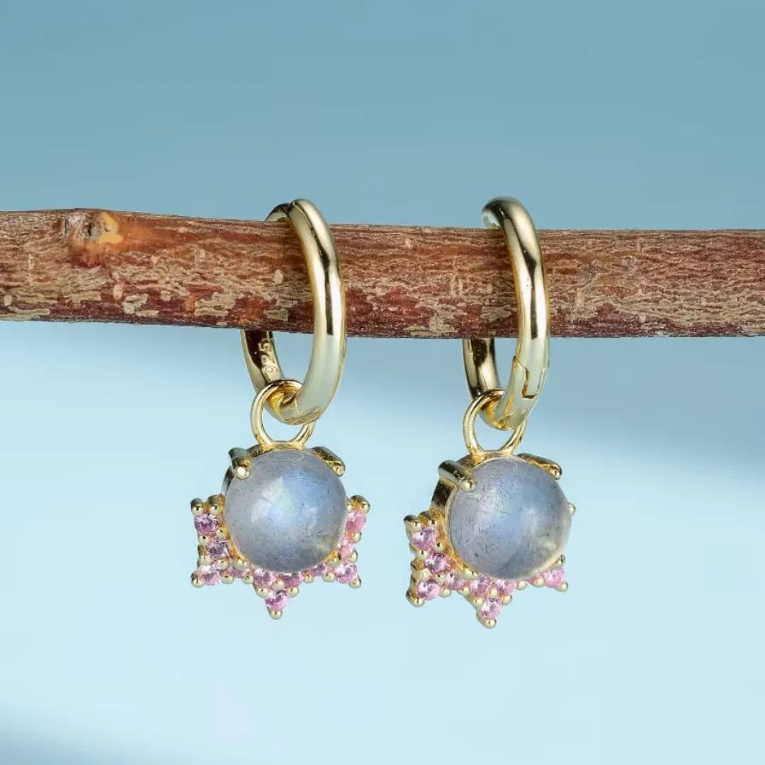 Boucles d'Oreilles Labradorite "Magie Céleste" Argent Doré Or