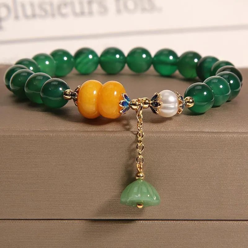 Bracelet Agate "Lotus Apaisant"