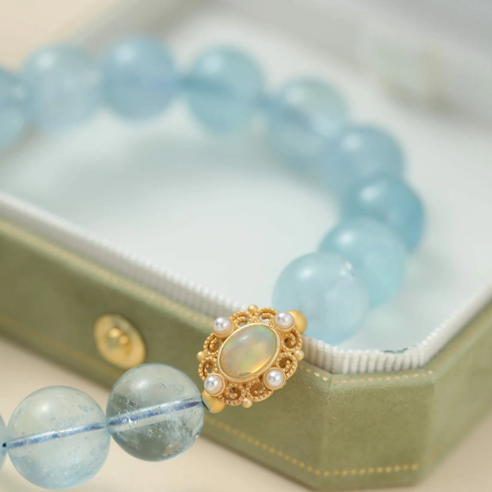 Aquamarine Bracelet "Charming Fox" Gold-Plated Silver