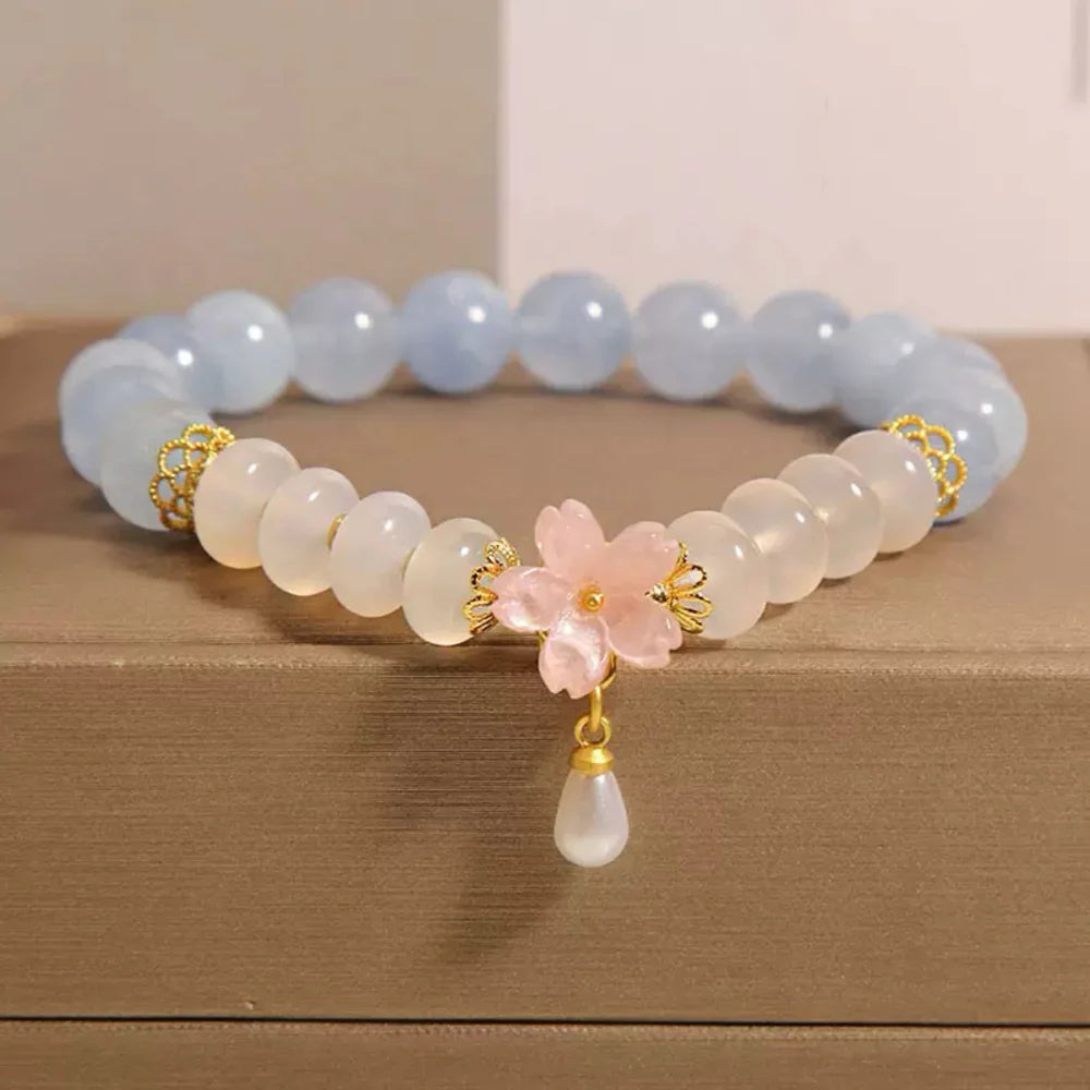 Armband Aquamarin und Achat "Morgen-Reinheit"