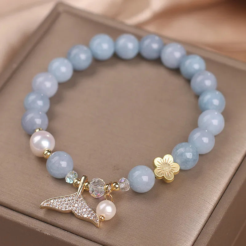 Bracelet Aigue Marine et Perle – Élégance Marine