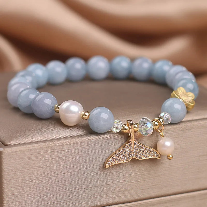 Bracelet Aigue Marine et Perle – Élégance Marine