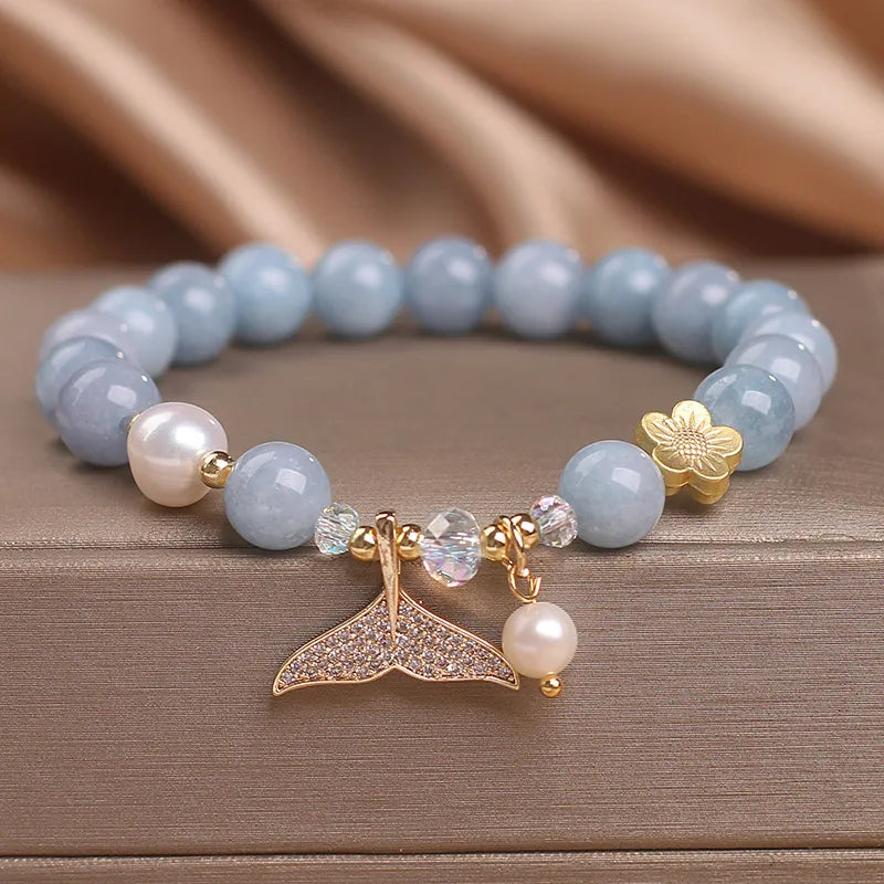 Bracelet Aigue Marine et Perle – Élégance Marine