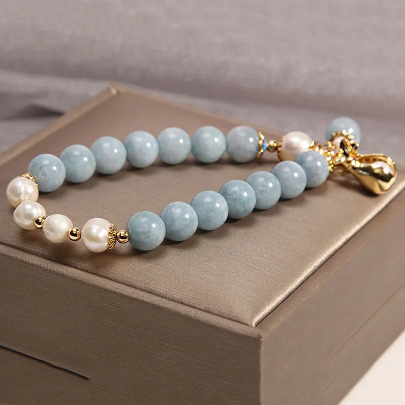 Bracelet Aigue Marine et Perle "Fortune Bleue"