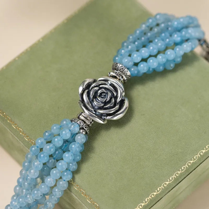 Aquamarine Bracelet "Flower of the Sky" Silver
