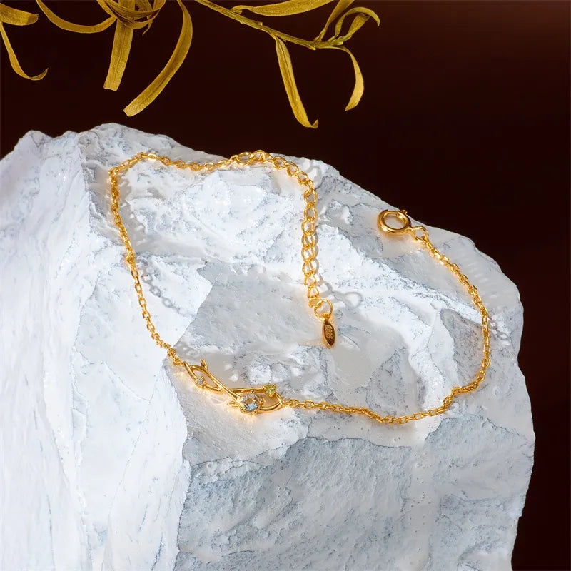 Bracelet Aigue Marine "Rêve Opalin" Argent Doré Or