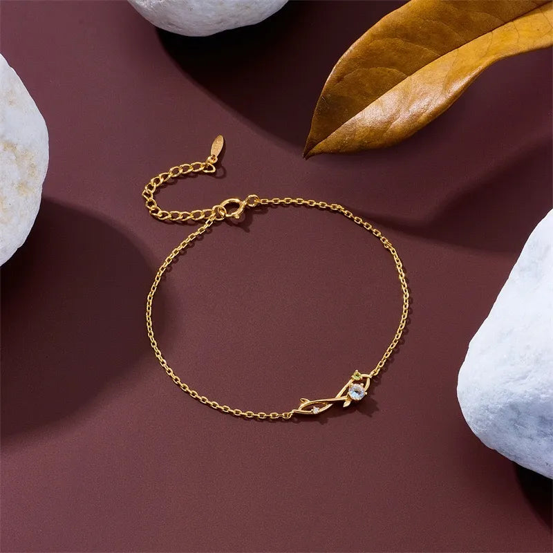 Bracelet Aigue Marine "Rêve Opalin" Argent Doré Or