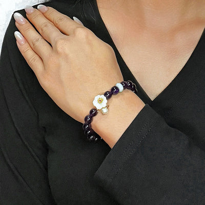 Armband Amethyst Jade und Perle "Blüte der Harmonie"