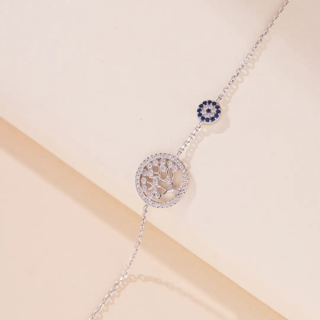 Tree of Life and Evil Eye "Protective Tree" Silver