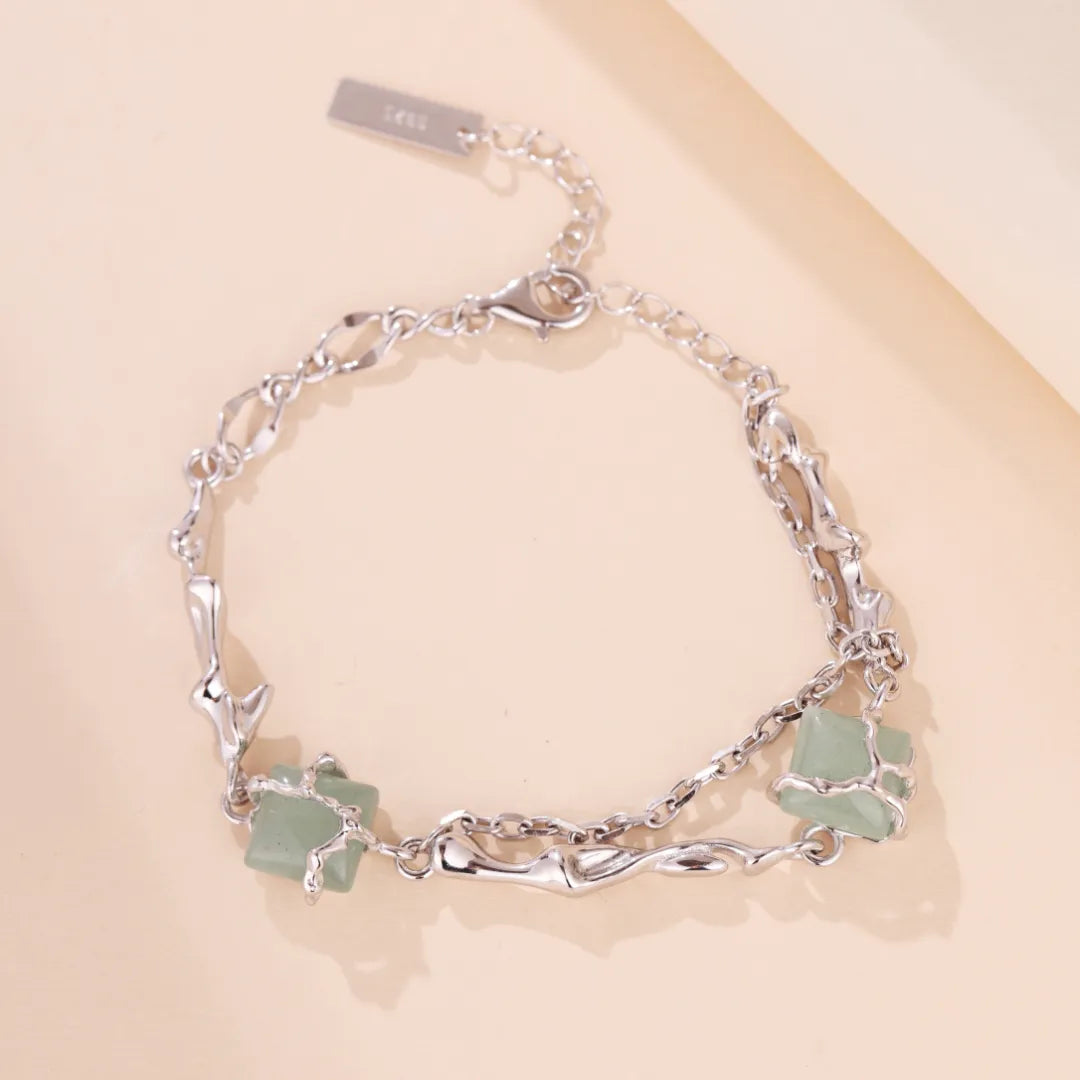 Bracelet Aventurine "Forêt Enlacée" Argent