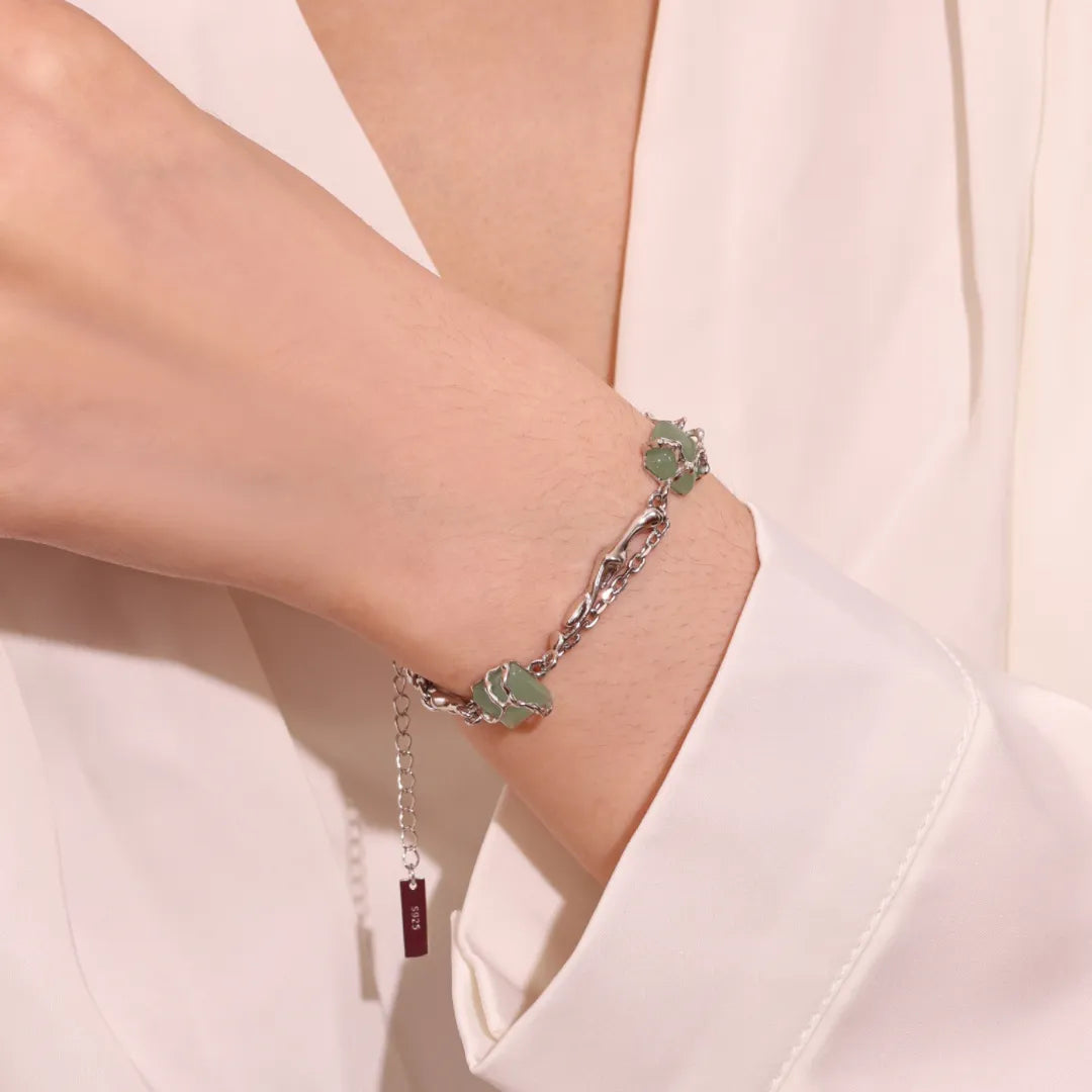 Bracelet Aventurine "Forêt Enlacée" Argent