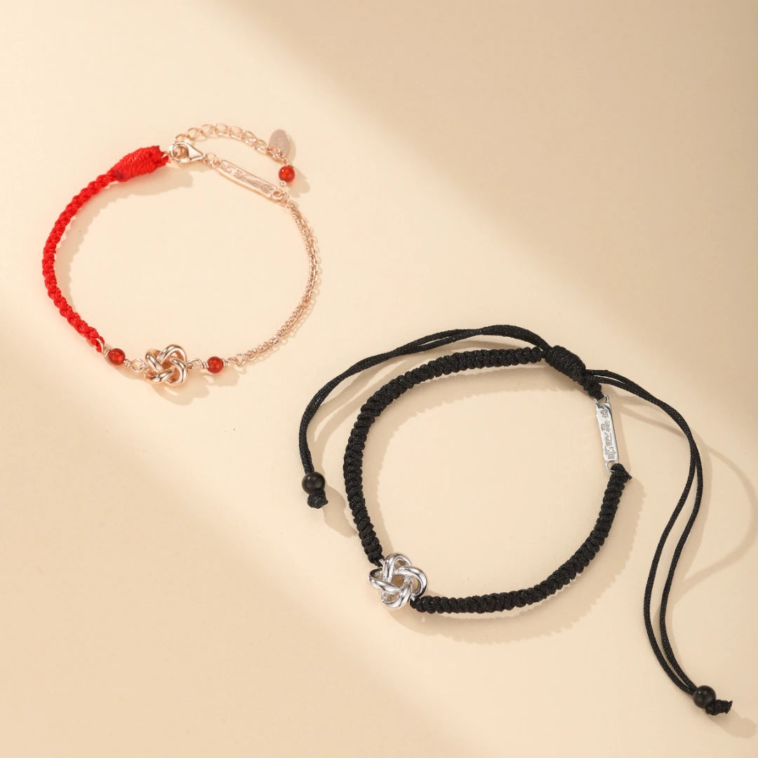 Bracelet Couple Fil Rouge "Duo Éternel" Argent