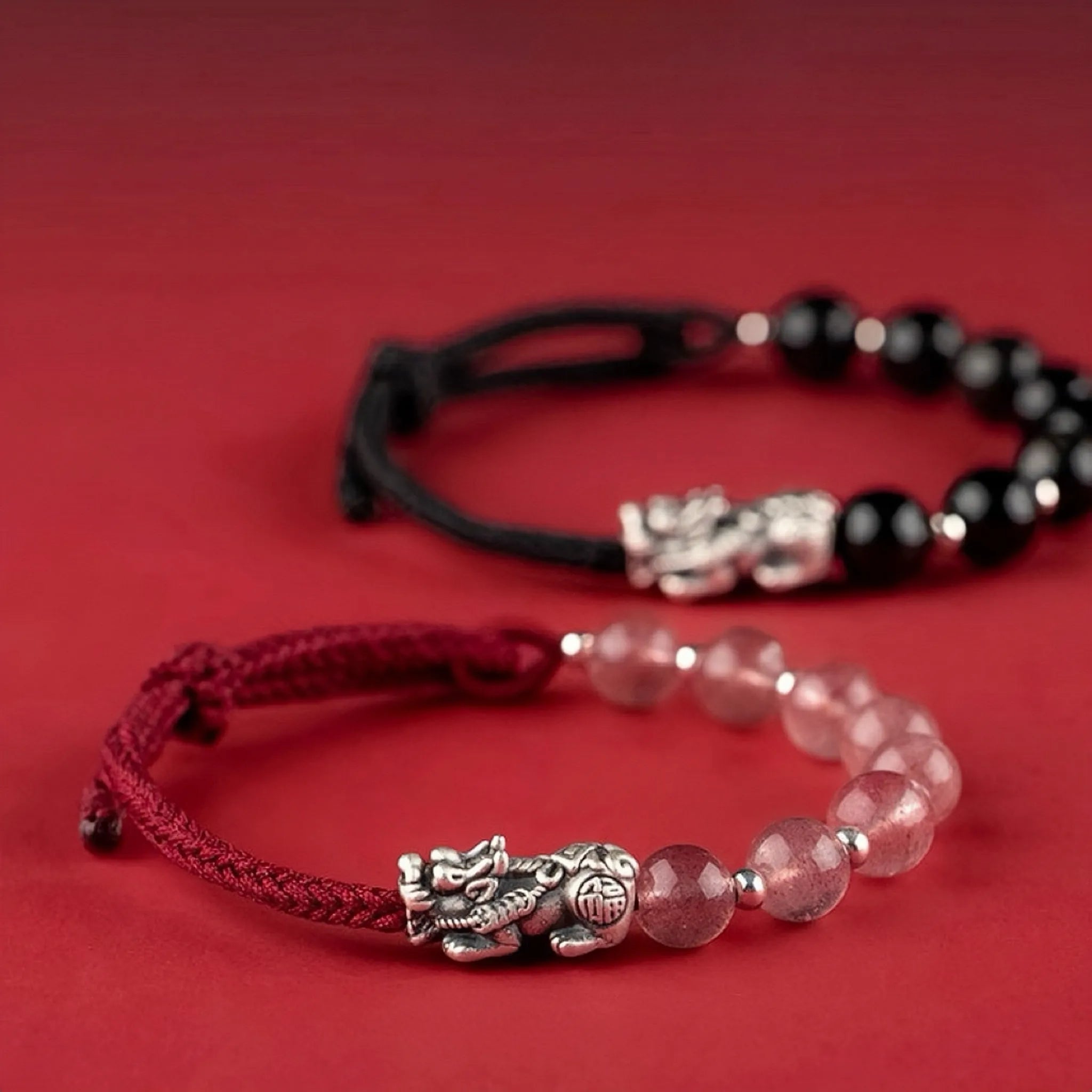 Bracelet Couple Fil Rouge Pi Xiu "Union Éternelle"