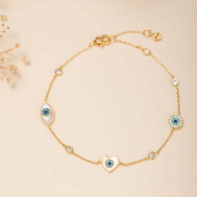 Bracelet De Cheville Mauvais Œil "Cœur Protecteur" Doré Or